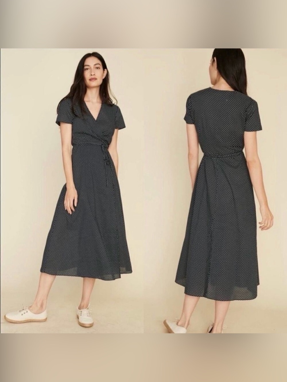 Jenni Kayne Polka Dot Wrap Dress Size Navy/White XS